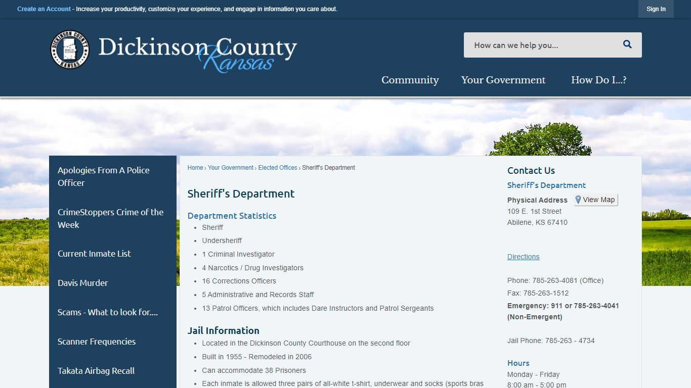 Sheriff's Department | Dickinson County, KS - Official Website